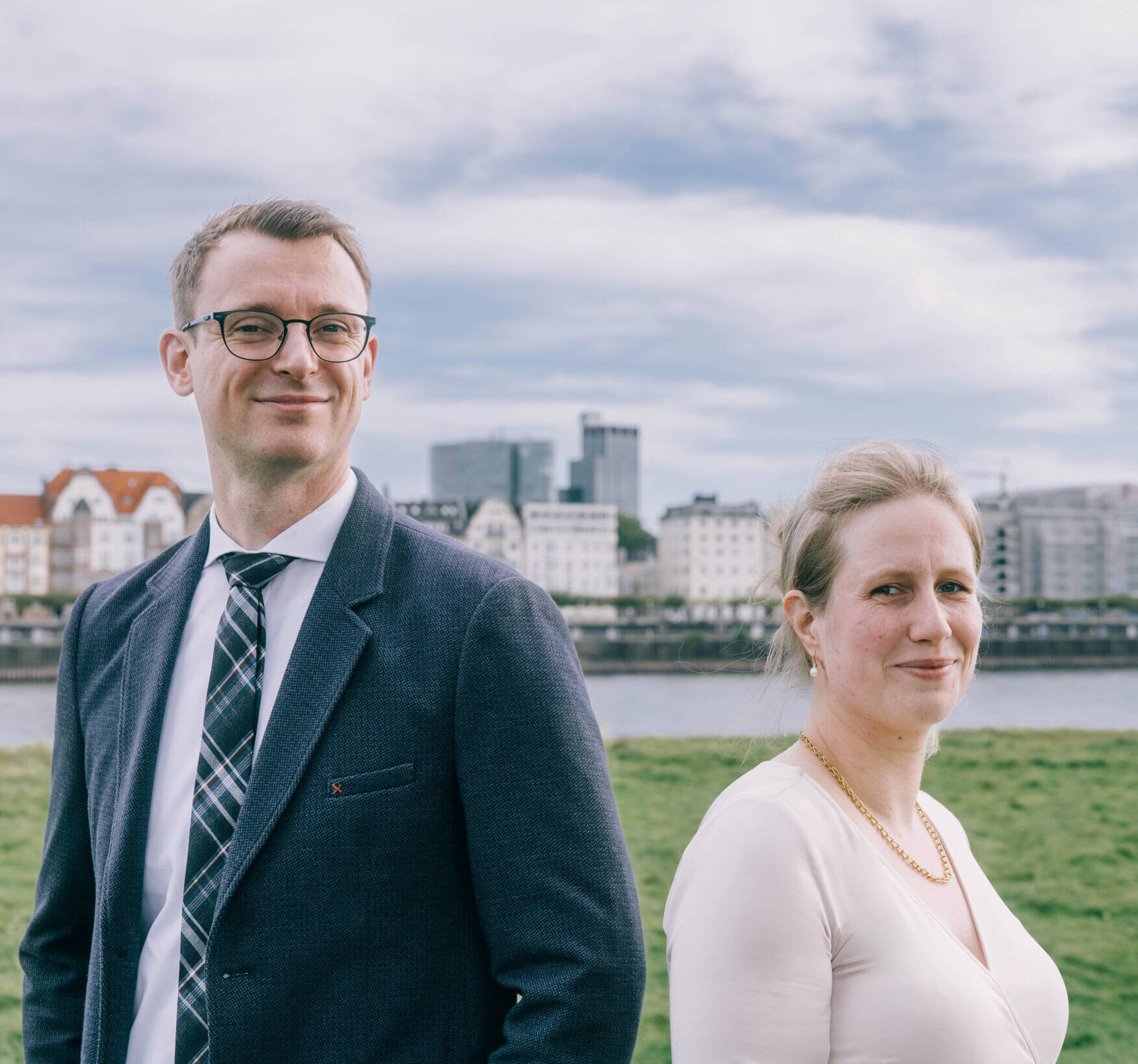 Stephan Diel en Anne-Marie van Dijk, German desk van Boels Zanders. Foto in Dusseldorf.